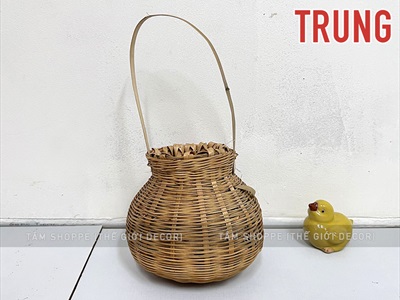 Giỏ tre đựng cua có quai xách 3 size GIO-TRE-01