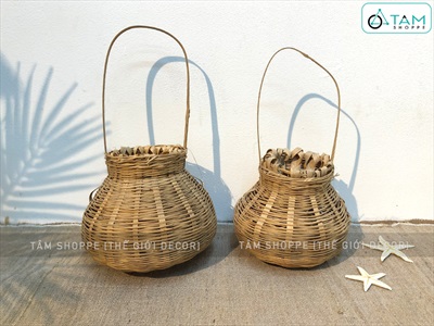 Giỏ tre đựng cua có quai xách 3 size GIO-TRE-01