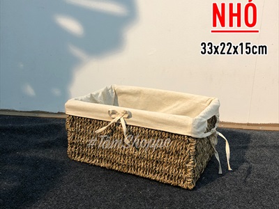 Khay cói chữ nhật đan dày có vải lót 3 size KHAY-COI-01