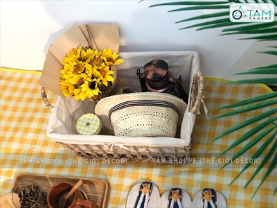 Khay lục bình hình thang đan thưa có vải lót KHAY-LB-01