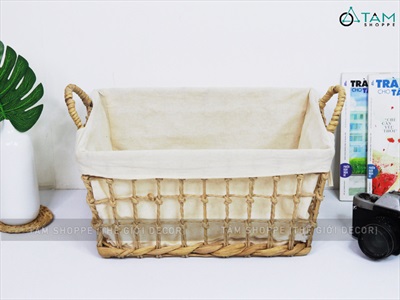 Khay lục bình hình thang đan thưa có vải lót KHAY-LB-01