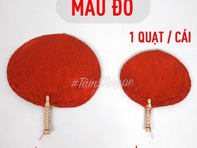Quạt nan lá dừa đan tay thủ công nhiều màu QUAT-02