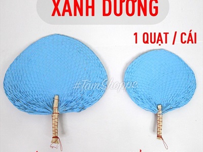 Quạt nan lá dừa đan tay thủ công nhiều màu QUAT-02