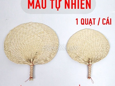 Quạt nan lá dừa đan tay thủ công nhiều màu QUAT-02