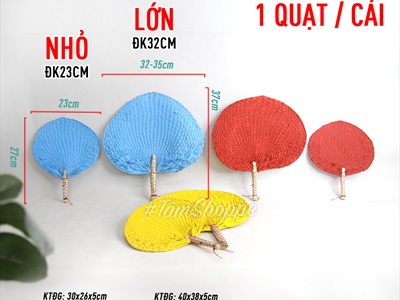 Quạt nan lá dừa đan tay thủ công nhiều màu QUAT-02