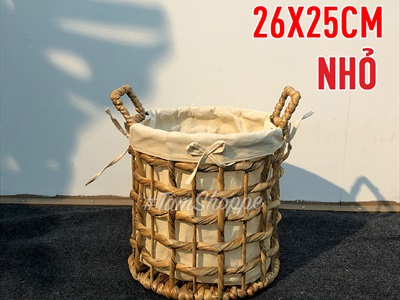 Sọt lục bình tròn đan thưa có vải lót 2 size SOT-LB-01