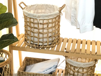 Sọt lục bình tròn đan thưa có vải lót 2 size SOT-LB-01