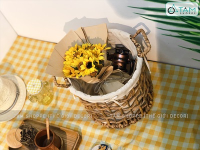 Sọt lục bình tròn đan thưa có vải lót 2 size SOT-LB-01