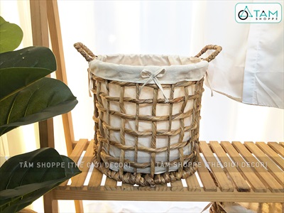 Sọt lục bình tròn đan thưa có vải lót 2 size SOT-LB-01