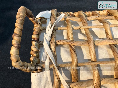 Sọt lục bình tròn đan thưa có vải lót 2 size SOT-LB-01