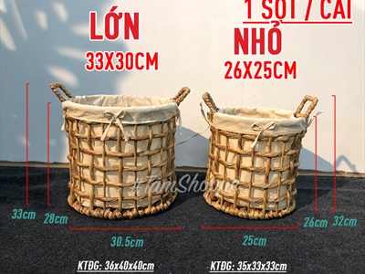Sọt lục bình tròn đan thưa có vải lót 2 size SOT-LB-01