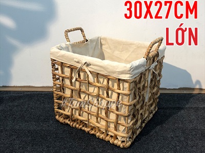 Sọt lục bình vuông đan thưa có vải lót 2 size SOT-LB-02