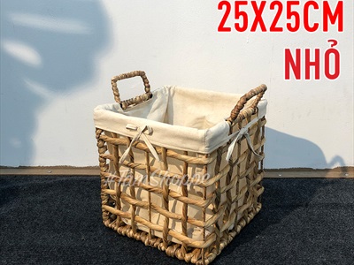 Sọt lục bình vuông đan thưa có vải lót 2 size SOT-LB-02