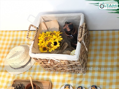 Sọt lục bình vuông đan thưa có vải lót 2 size SOT-LB-02