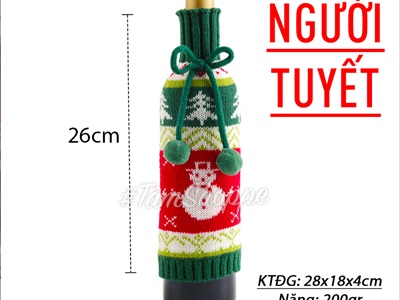 Áo vải bọc chai rượu Noel vải len cổ lọ BCHR-X-05