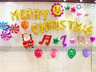 Bong bóng kiếng chữ MERRY CHRISTMAS 30cm BBK-NOEL-01