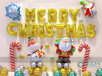 Bong bóng kiếng chữ MERRY CHRISTMAS 30cm BBK-NOEL-01