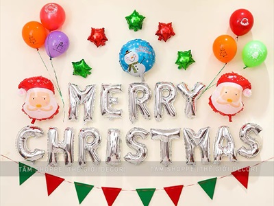 Bong bóng kiếng chữ MERRY CHRISTMAS 30cm BBK-NOEL-01