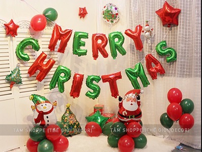 Bong bóng kiếng chữ MERRY CHRISTMAS 30cm BBK-NOEL-01