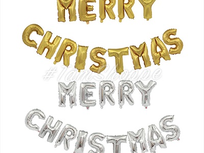 Bong bóng kiếng chữ MERRY CHRISTMAS 30cm BBK-NOEL-01