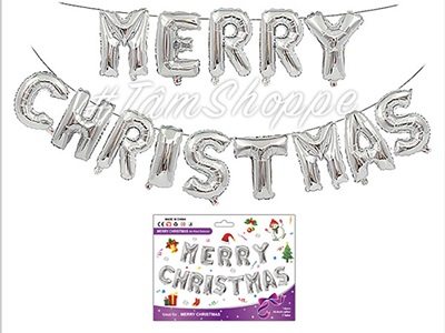 Bong bóng kiếng chữ MERRY CHRISTMAS 30cm BBK-NOEL-01