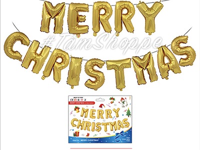 Bong bóng kiếng chữ MERRY CHRISTMAS 30cm BBK-NOEL-01