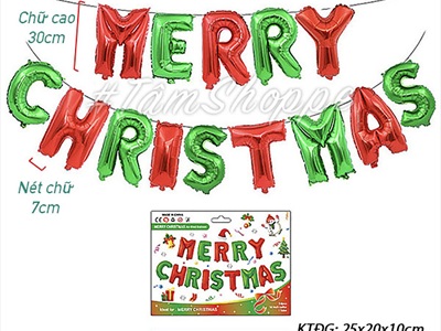Bong bóng kiếng chữ MERRY CHRISTMAS 30cm BBK-NOEL-01