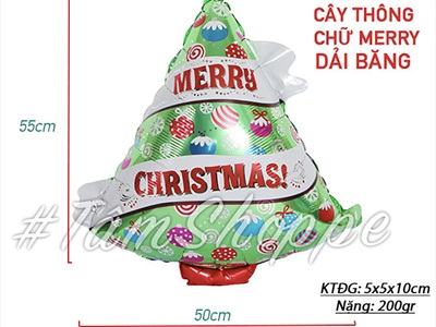 Bong bóng kiếng hình cây thông Noel 50cm BBK-NOEL-09