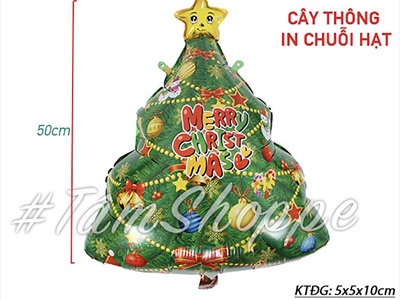 Bong bóng kiếng hình cây thông Noel 50cm BBK-NOEL-09