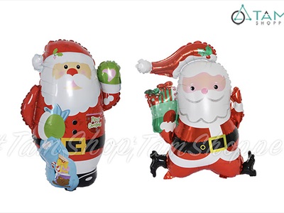 Bong bóng kiếng ông già Noel ôm quà 60cm BBK-NOEL-03