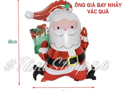 Bong bóng kiếng ông già Noel ôm quà 60cm BBK-NOEL-03