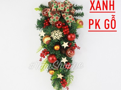 Cành thông treo Noel 2 loại lá full phụ kiện D60cm CTHTR-X-02