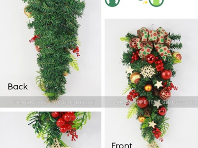Cành thông treo Noel 2 loại lá full phụ kiện D60cm CTHTR-X-02