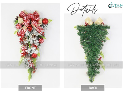 Cành thông treo Noel 2 loại lá full phụ kiện D60cm CTHTR-X-02