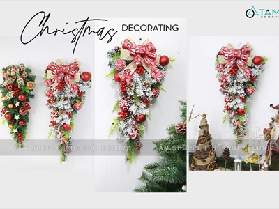 Cành thông treo Noel 2 loại lá full phụ kiện D60cm CTHTR-X-02