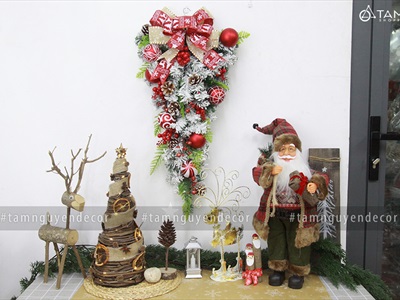 Cành thông treo Noel 2 loại lá full phụ kiện D60cm CTHTR-X-02