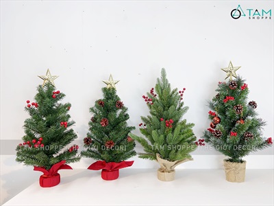 Cây thông Noel nhỏ để bàn lá xanh [Nhiều kiểu - Cao 38-60cm] X-TREE-04