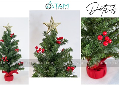 Cây thông Noel nhỏ để bàn lá xanh [Nhiều kiểu - Cao 38-60cm] X-TREE-04