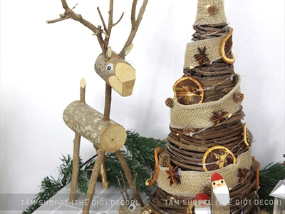 Cây thông Noel dây rừng lát cam khô hoa hồi trang trí sẵn C30-45cm CTHTTS-X-2201