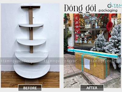 [Hàng ORDER] Cây thông Noel kệ gỗ bán nguyệt 5 tầng áp tường cao 175cm X-TREE-41
