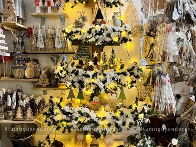 [Hàng ORDER] Cây thông Noel kệ gỗ bán nguyệt 5 tầng áp tường cao 175cm X-TREE-41
