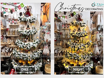 [Hàng ORDER] Cây thông Noel kệ gỗ bán nguyệt 5 tầng áp tường cao 175cm X-TREE-41