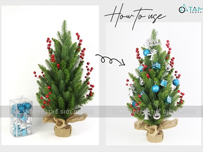 Cây thông Noel nhỏ để bàn lá xanh [Nhiều kiểu - Cao 38-60cm] X-TREE-04
