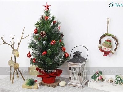 Cây thông Noel nhỏ để bàn lá xanh [Nhiều kiểu - Cao 38-60cm] X-TREE-04