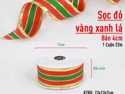 Cuộn ruy băng vải sọc 3 line màu Gucci bản 4cm dài 22m RUYBANG-10