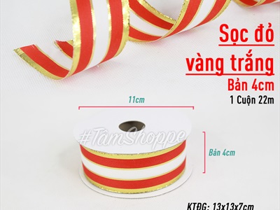 Cuộn ruy băng vải sọc 3 line màu Gucci bản 4cm dài 22m RUYBANG-10