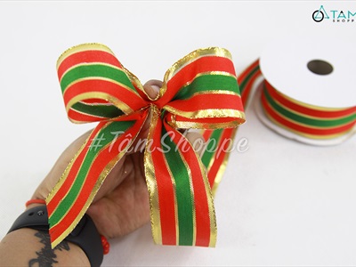 Cuộn ruy băng vải sọc 3 line màu Gucci bản 4cm dài 22m RUYBANG-10