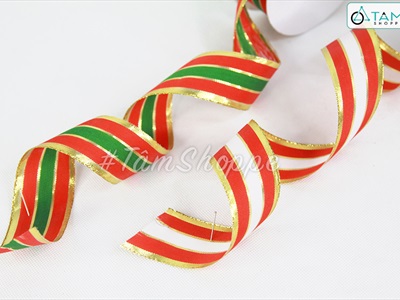 Cuộn ruy băng vải sọc 3 line màu Gucci bản 4cm dài 22m RUYBANG-10