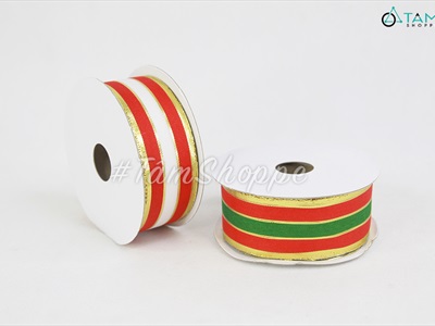 Cuộn ruy băng vải sọc 3 line màu Gucci bản 4cm dài 22m RUYBANG-10