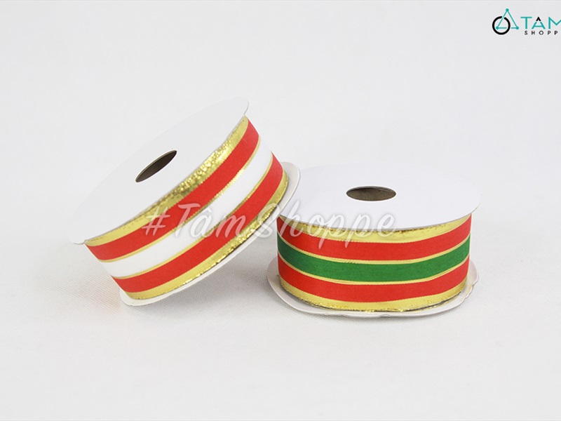 Cuộn ruy băng vải sọc 3 line màu Gucci bản 4cm dài 22m RUYBANG-10